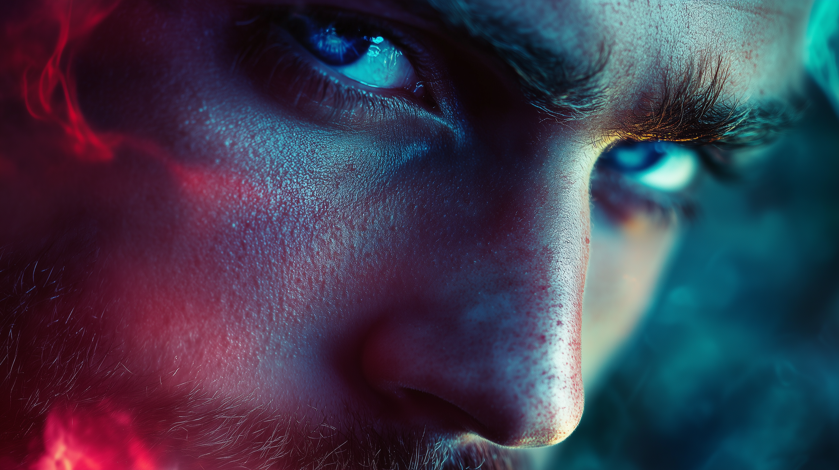 Sigma Male Intense Stare HD Wallpaper with Piercing Blue Eyes by patrika, image size:2912x1632