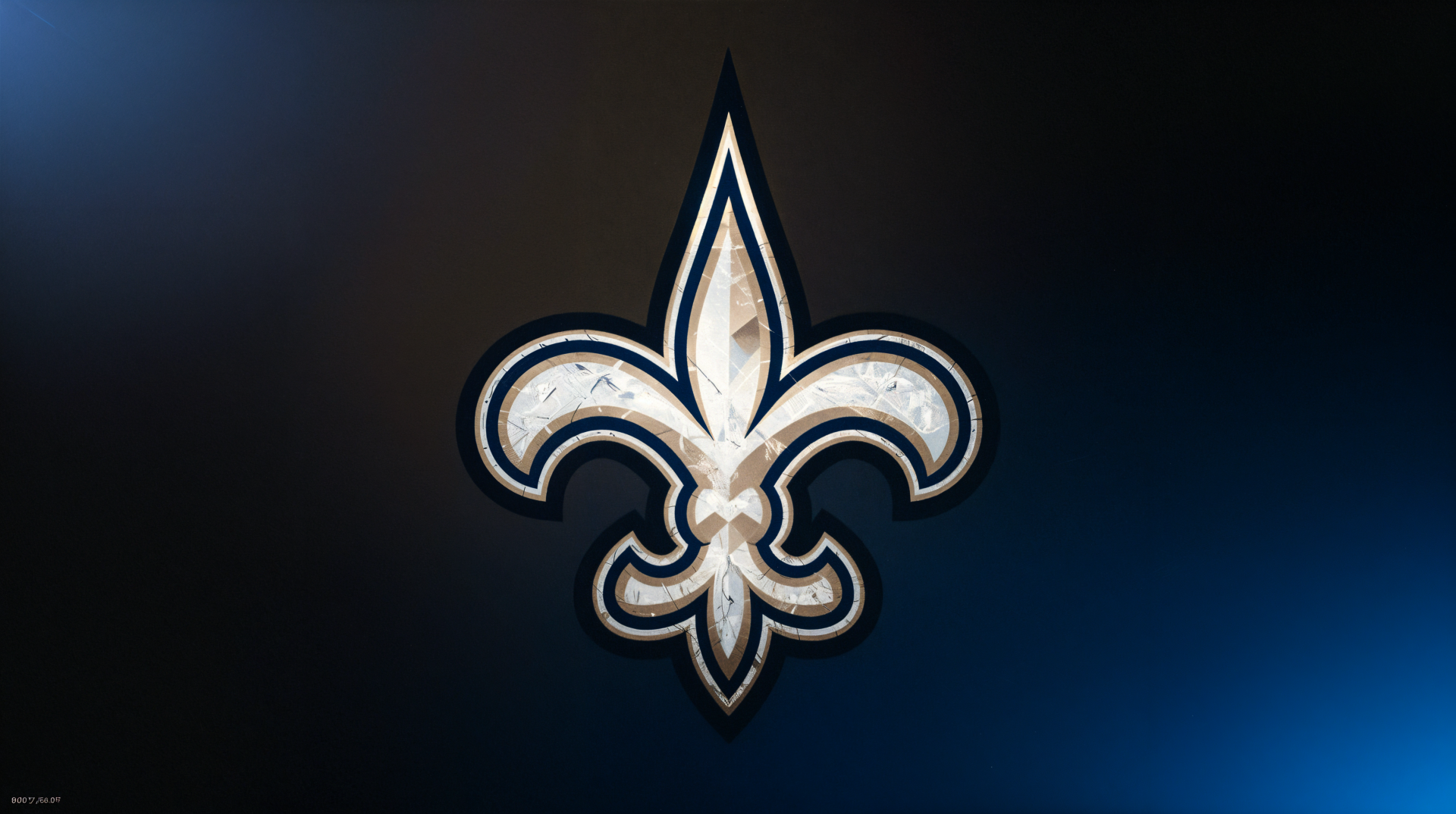 4K Ultra HD wallpaper featuring the New Orleans Saints NFL logo with a glowing fleur-de-lis symbol against a dark, gradient background.