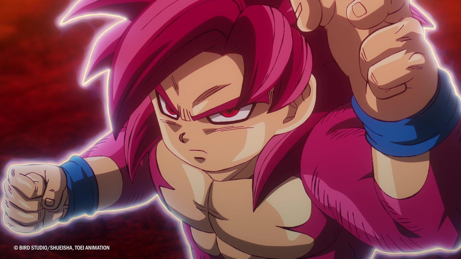 HD anime desktop wallpaper featuring Goku in his Super Saiyan 4 form from Dragon Ball DAIMA, showcasing intense energy and dynamic battle pose.