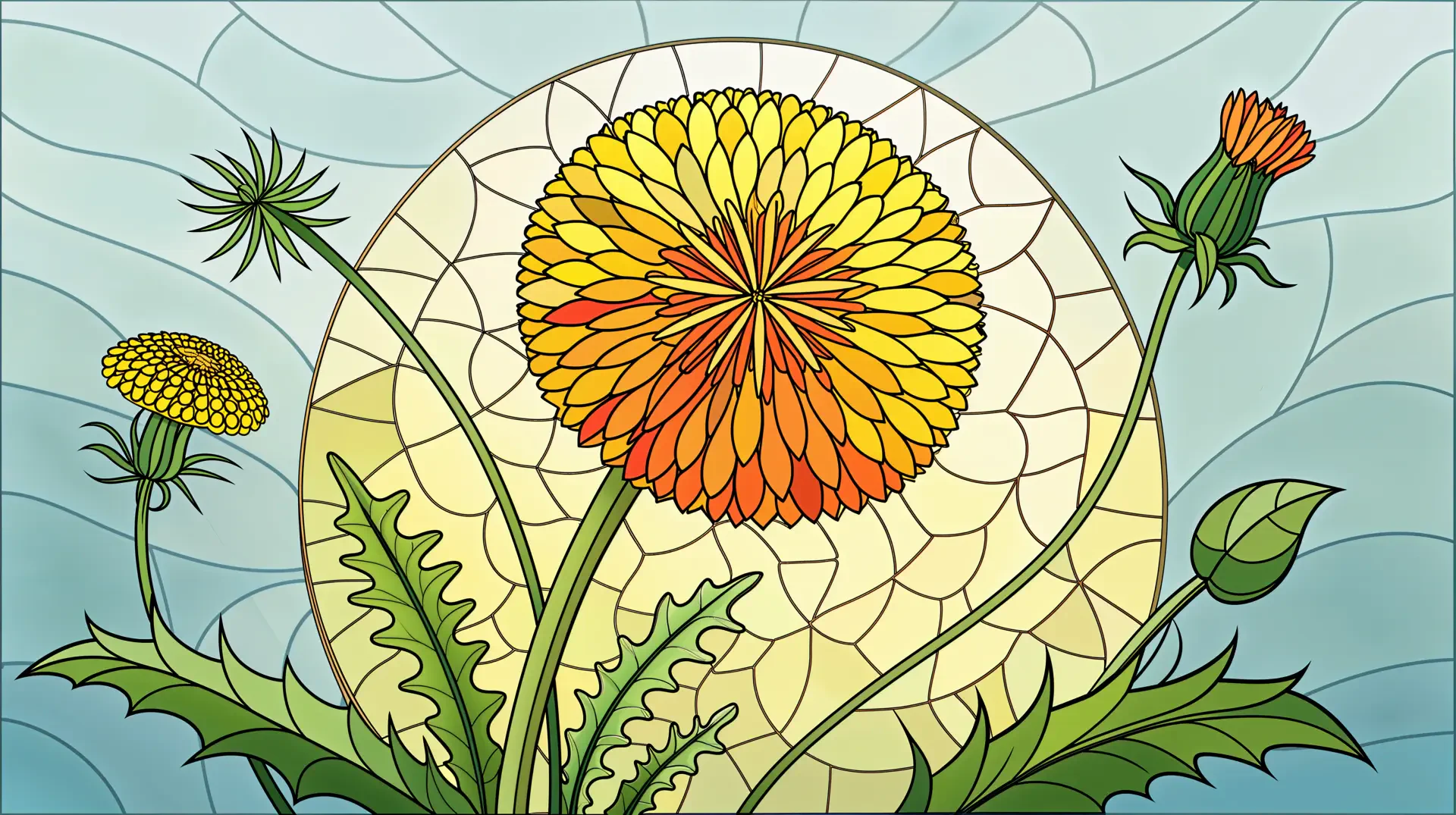 A vibrant dandelion illustration featuring bright yellow petals against a light background, making for a striking 4K Ultra HD desktop wallpaper and background.