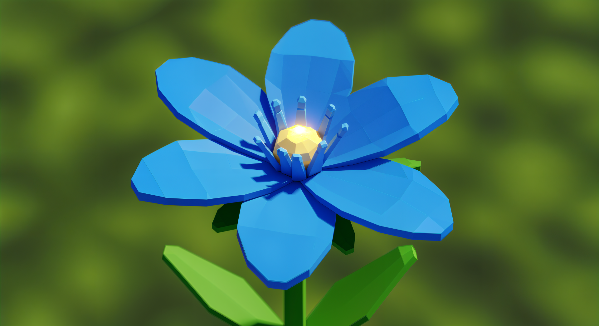 A vibrant blue flower with detailed petals and a glowing center, rendered in 4K Ultra HD quality for a crisp PC desktop wallpaper and background.