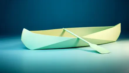 A minimalist canoe design set against a serene blue background, captured in vibrant 4K Ultra HD for a stunning PC desktop wallpaper and background.