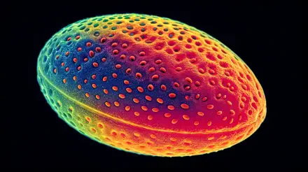 A vibrant image of a chia seed, showcasing intricate texture and color transitions, designed as a stunning 4K Ultra HD PC desktop wallpaper and background.