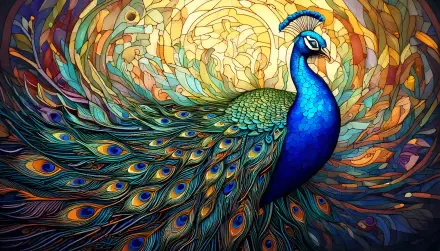 digital illustration peacock artistic colorful decor HD Desktop Wallpaper | Background Image