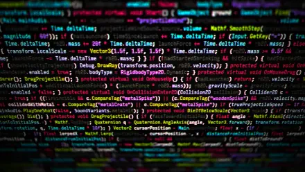 HD PC desktop wallpaper featuring colorful programming code with syntax highlighting on a dark background, showcasing a dynamic and detailed coding environment.