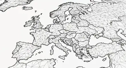 4K Ultra HD PC desktop wallpaper featuring a detailed, minimalist Europe map rendered with connecting lines and geometric patterns on a white background.