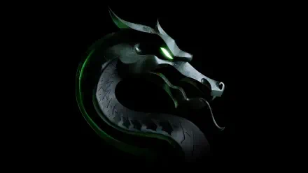 Mortal Kombat 2 (2025) 4K Ultra HD PC desktop wallpaper featuring a detailed, glowing dragon emblem on a black background.