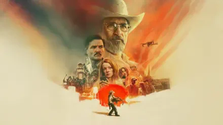 4K Ultra HD PC desktop wallpaper featuring a dramatic collage of characters and scenes from Eddington, blending warm tones and dynamic action elements.