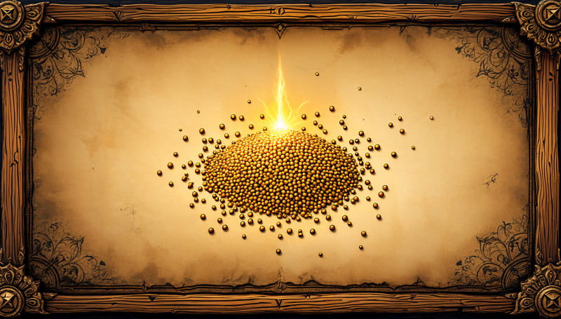 {{ A visually striking 4K Ultra HD wallpaper featuring a mound of quinoa seeds illuminated by a glowing light, set against an ornate background. 