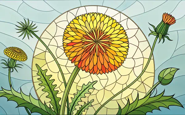 A vibrant dandelion illustration featuring bright yellow petals against a light background, making for a striking 4K Ultra HD desktop wallpaper and background.