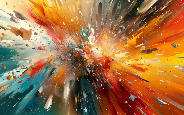 An abstract explosion in warm colors creates a dynamic pattern, bursting with movement and energy, making it an engaging HD desktop wallpaper and background.