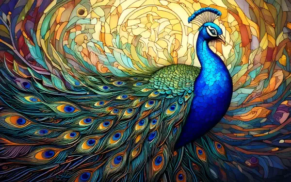 digital illustration peacock artistic colorful decor HD Desktop Wallpaper | Background Image