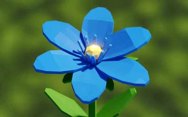 A vibrant blue flower with detailed petals and a glowing center, rendered in 4K Ultra HD quality for a crisp PC desktop wallpaper and background.