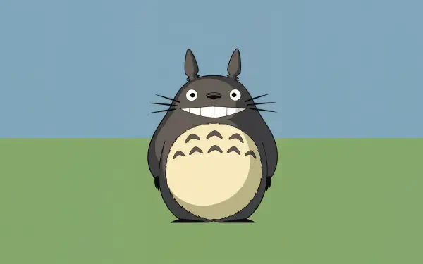 4K Ultra HD My Neighbor Totoro PC desktop wallpaper featuring Totoro standing on a simple green and blue background.