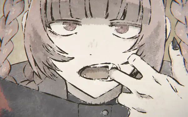 HD anime wallpaper featuring Nazuna Nanakusa from Call of the Night, captured in a close-up with expressive eyes and braided hair.