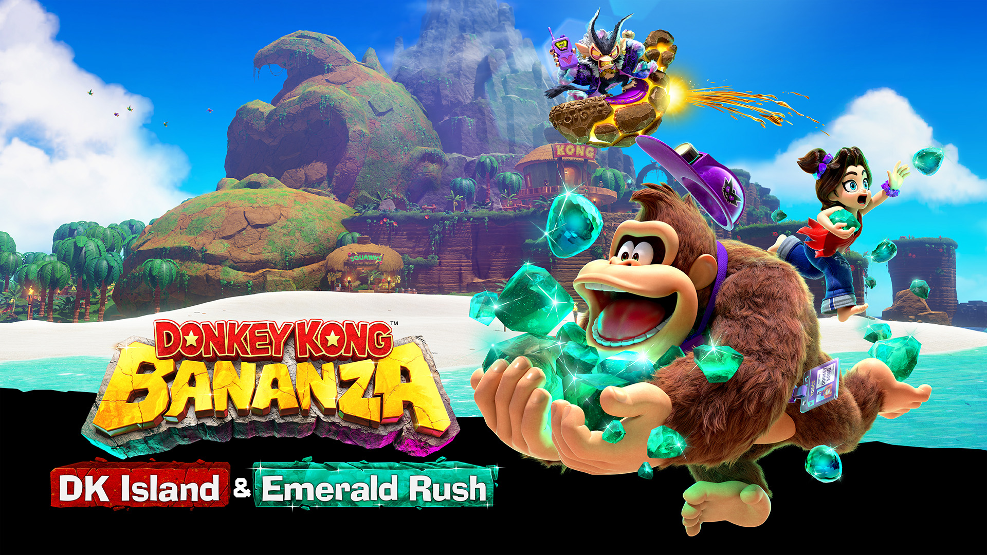 Donkey Kong Bananza — Emerald Rush on DK Island (HD Wallpaper) — free download