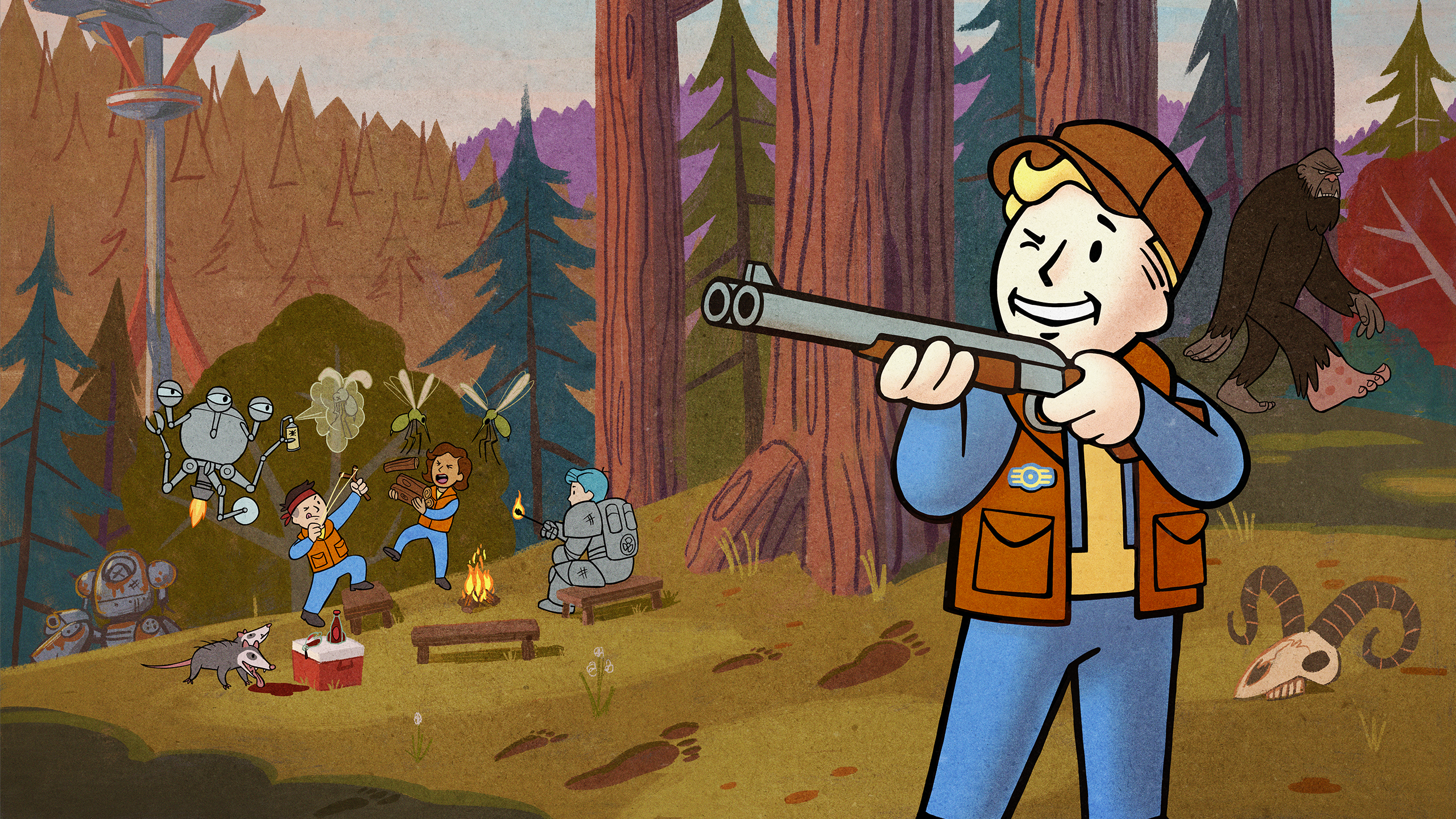 Vault Boy Wilderness — Fallout 76 2K Quad HD Wallpaper | 2560x1440