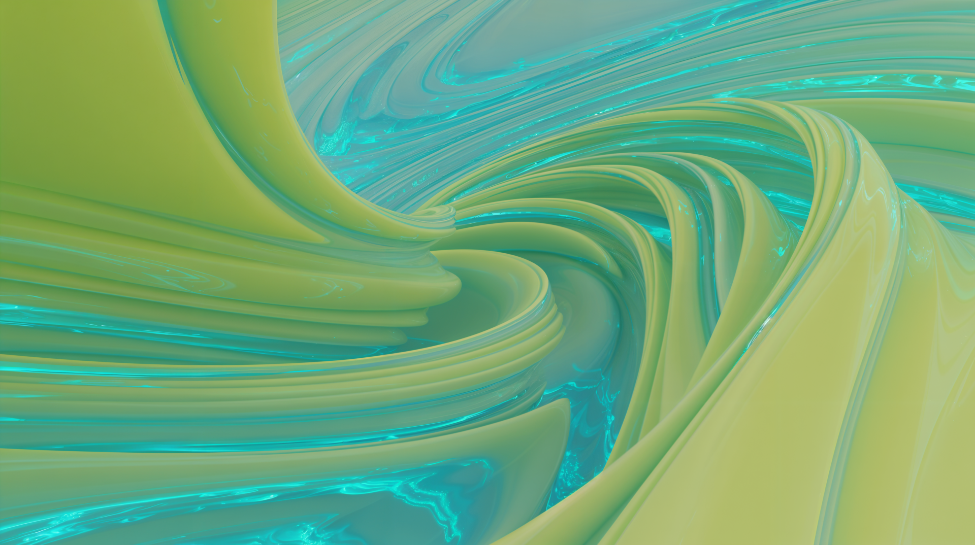 4K Ultra HD PC desktop wallpaper — abstract texture of swirling teal and lime layered bands forming a fluid vortex background.