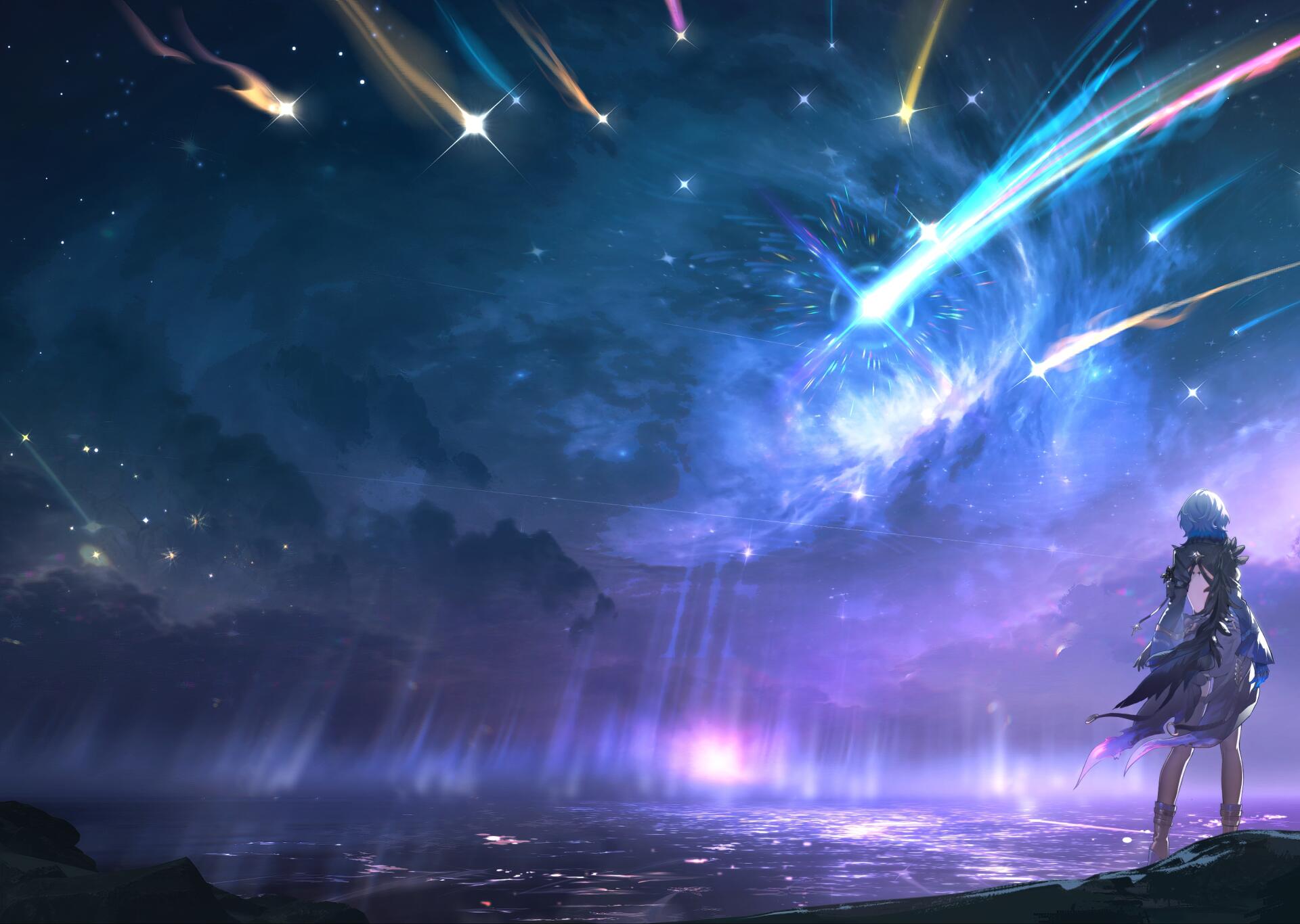 Galbrena: Cometfall Over Wuthering Waves — 2K Sky Anime Wallpaper