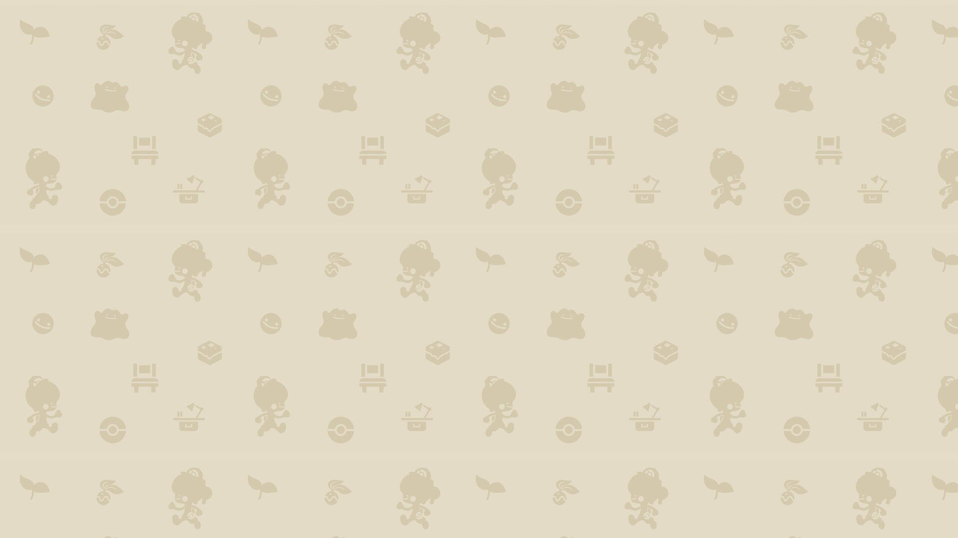 Beige 4K Ultra HD PC desktop wallpaper with a subtle repeating Pokemon Pokopia silhouette pattern spread evenly across the background.