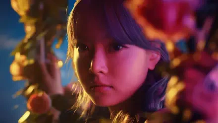 4K Ultra HD K-pop desktop wallpaper: close-up portrait in vivid colored lighting, evoking South Korean group LE SSERAFIM and dynamic music visuals.