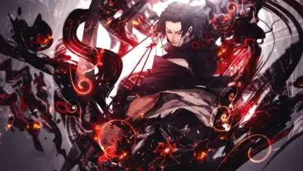 Jujutsu Kaisen 4K Ultra HD PC desktop wallpaper and background: dark sorcerer amidst swirling black-and-red cursed energy and glowing sigils, intense action composition.