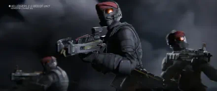 TPS Helldivers 2 HD PC desktop wallpaper: armored Helldiver soldiers with red berets and glowing visors brandish futuristic rifles against a smoky battlefield background.