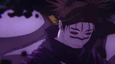 Chousou (Jujutsu Kaisen 2nd Season) in a dark, emo purple-overlay portrait — 4K Ultra HD PC desktop wallpaper and background.