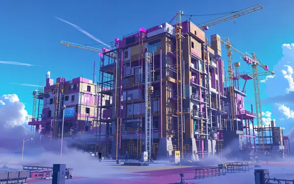 construction Construction site building crane HD Desktop Wallpaper | Background Image