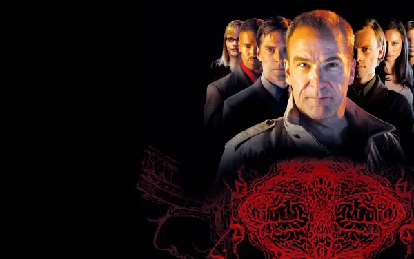 Criminal Minds 4K Ultra HD PC desktop wallpaper: moody team lineup on a black background with a red anatomical skull motif.