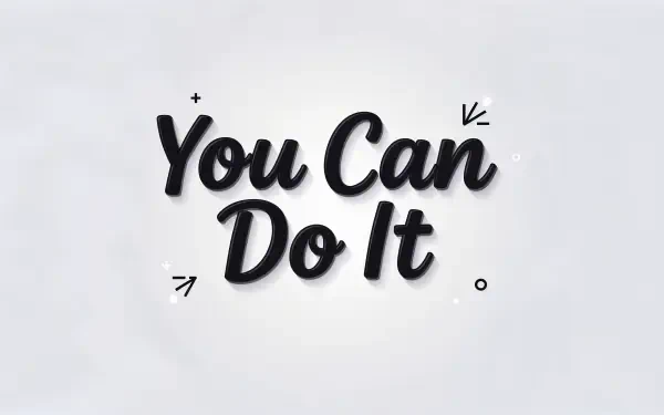 Motivational 4K Ultra HD PC desktop wallpaper: bold black script reads You Can Do It on a clean white background with small decorative graphic accents.
