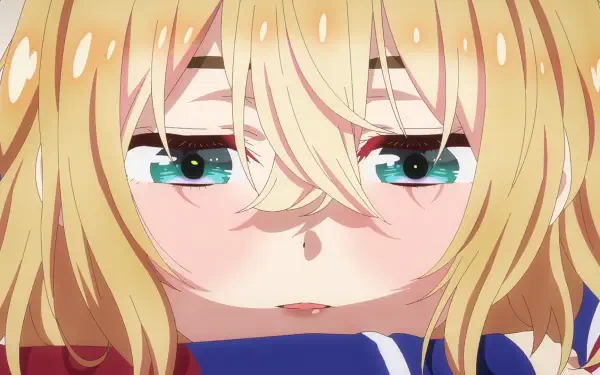 HD PC desktop wallpaper of Mami Nanami (Rent-A-Girlfriend): close-up anime portrait with blonde hair, teal eyes and a soft, pouty expression.