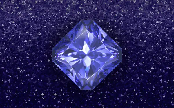4K Ultra HD PC desktop wallpaper: radiant faceted blue diamond hovering over a glittering deep-blue textured field, evoking luxury and blue aesthetic.