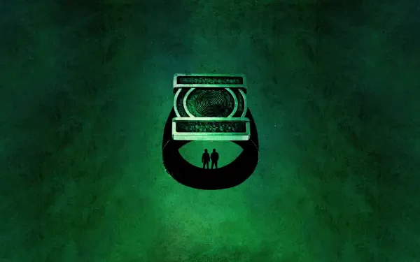 Lanterns (2026) 8K Ultra HD PC desktop wallpaper: minimal green textured background with a glowing ornate lantern casting a circular shadow with two silhouetted figures.