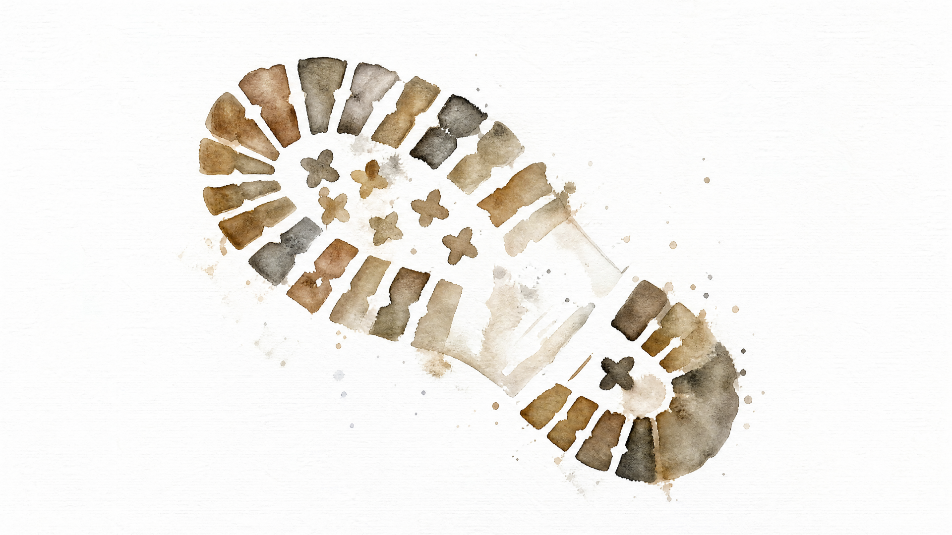 Single watercolor boot print on white background — 4K Ultra HD PC desktop wallpaper and background.