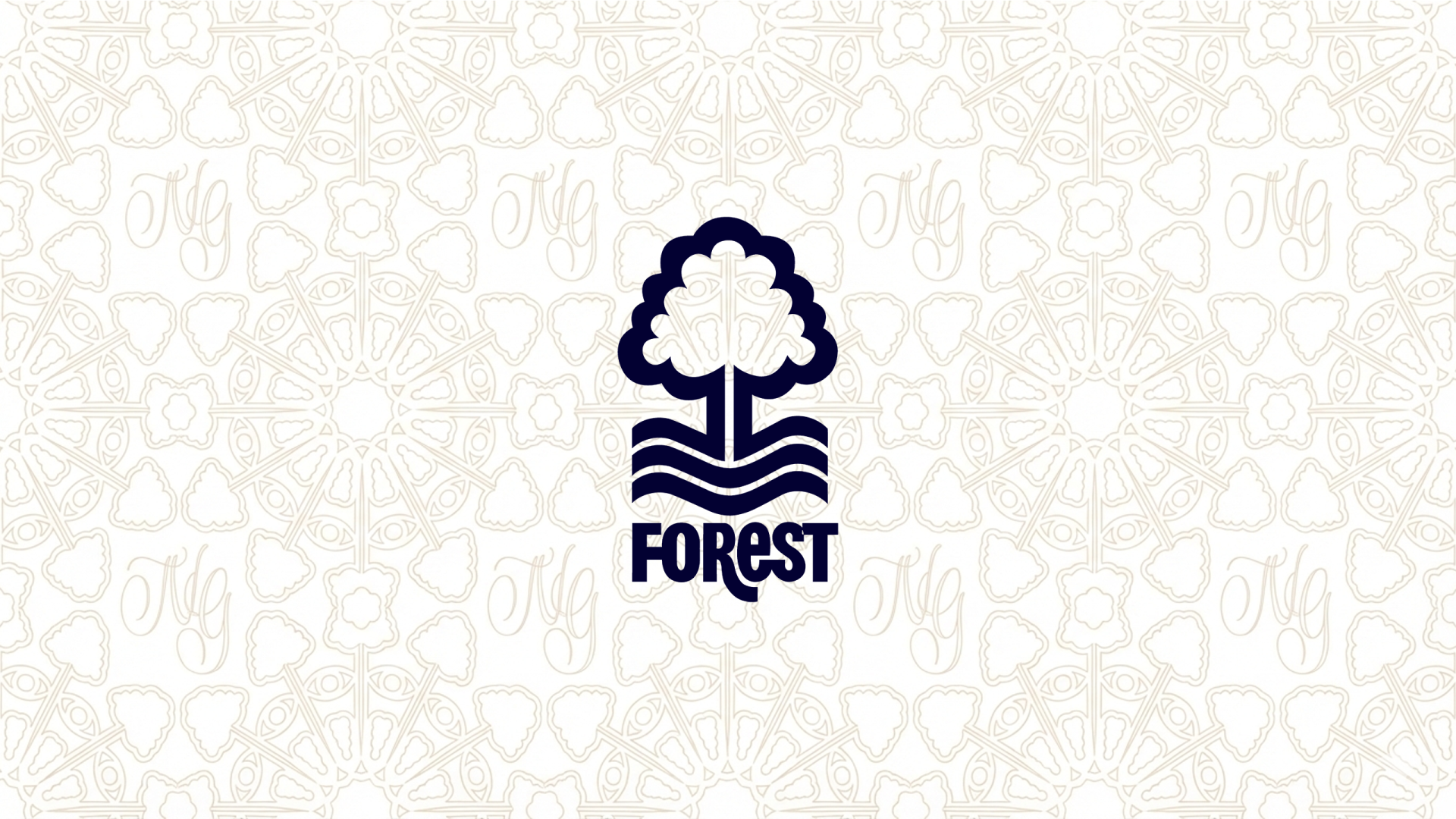 Nottingham Forest F.C. logo centered on a subtle pale patterned background — 2K Quad HD PC desktop wallpaper and background.