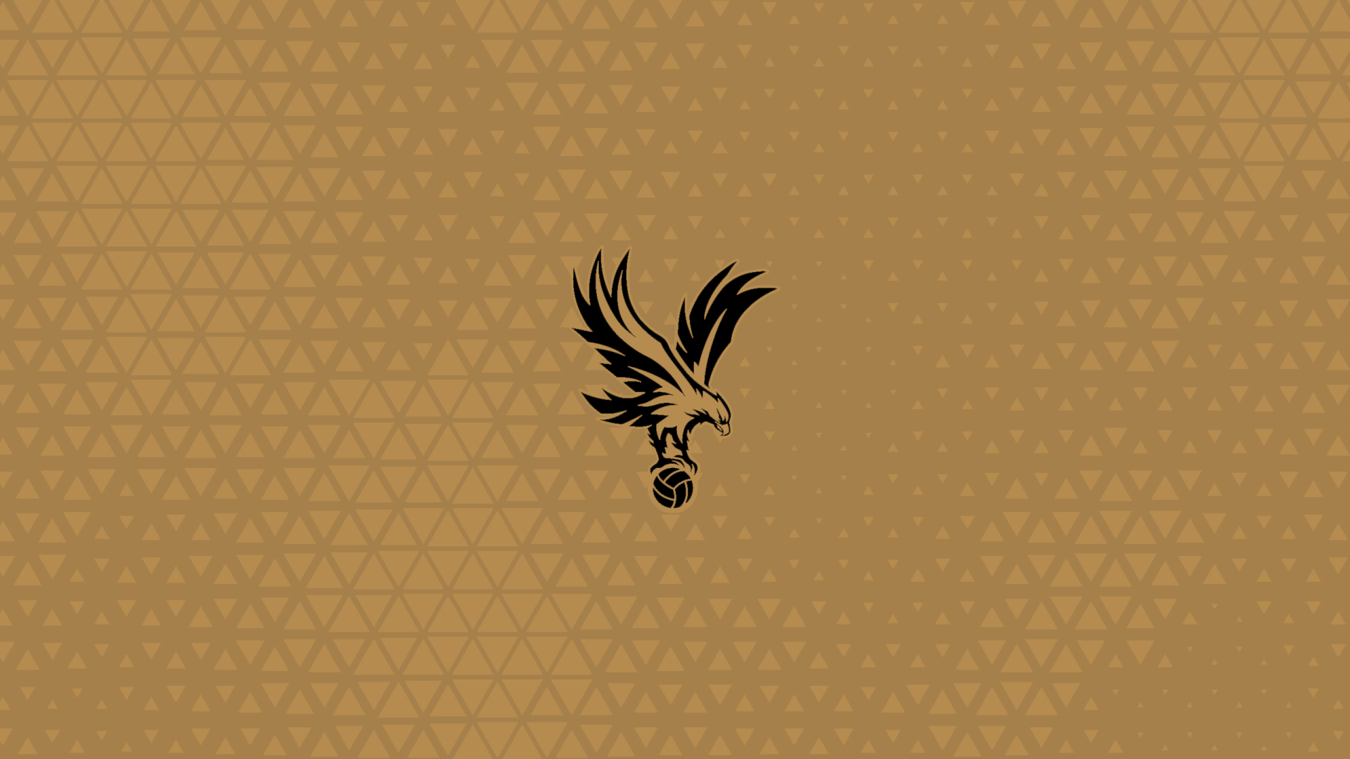 Crystal Palace F.C. black eagle logo centered on textured gold background with subtle triangle pattern — 2K Quad HD PC desktop wallpaper/background.