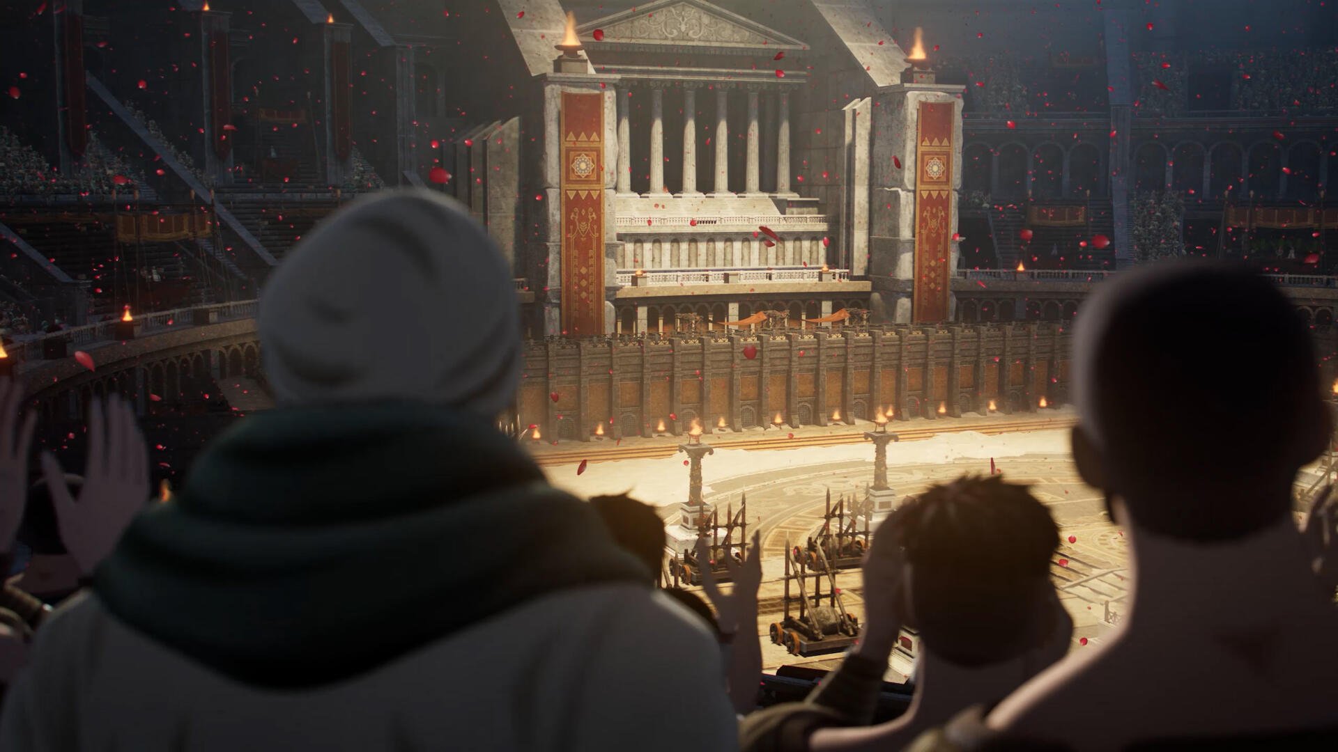 4K Ultra HD PC wallpaper: Fire Emblem: Fortune's Weave concert scene—audience overlooks a grand stage with a towering pipe organ in an ornate hall.