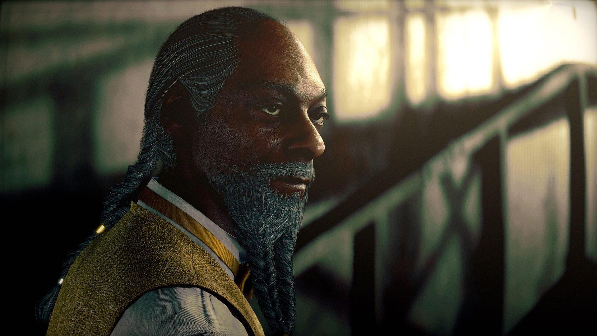 Stranger Than Heaven portrait of a dignified older man with braided gray beard and warm side lighting, cinematic HD PC desktop wallpaper background.