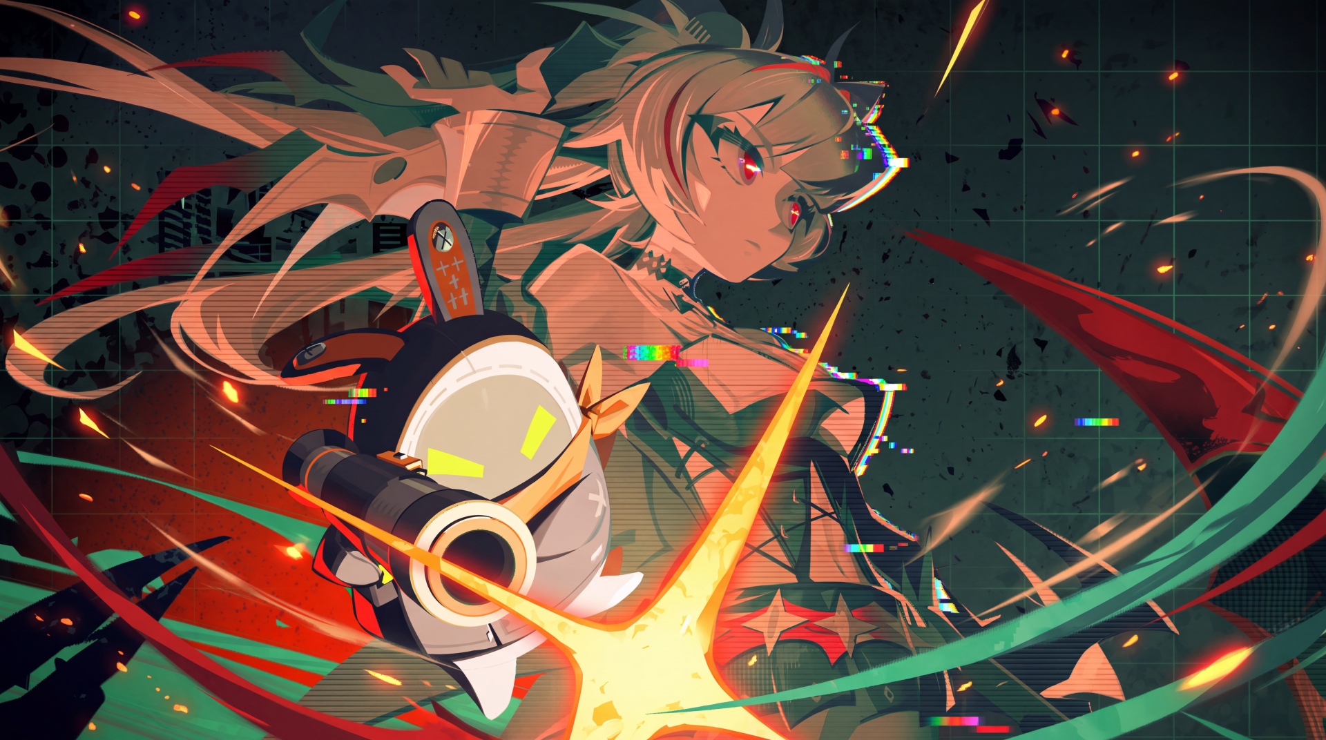 Zenless Zone Zero anime girl in a dynamic sci-fi scene, 5K Ultra HD PC desktop wallpaper and background.