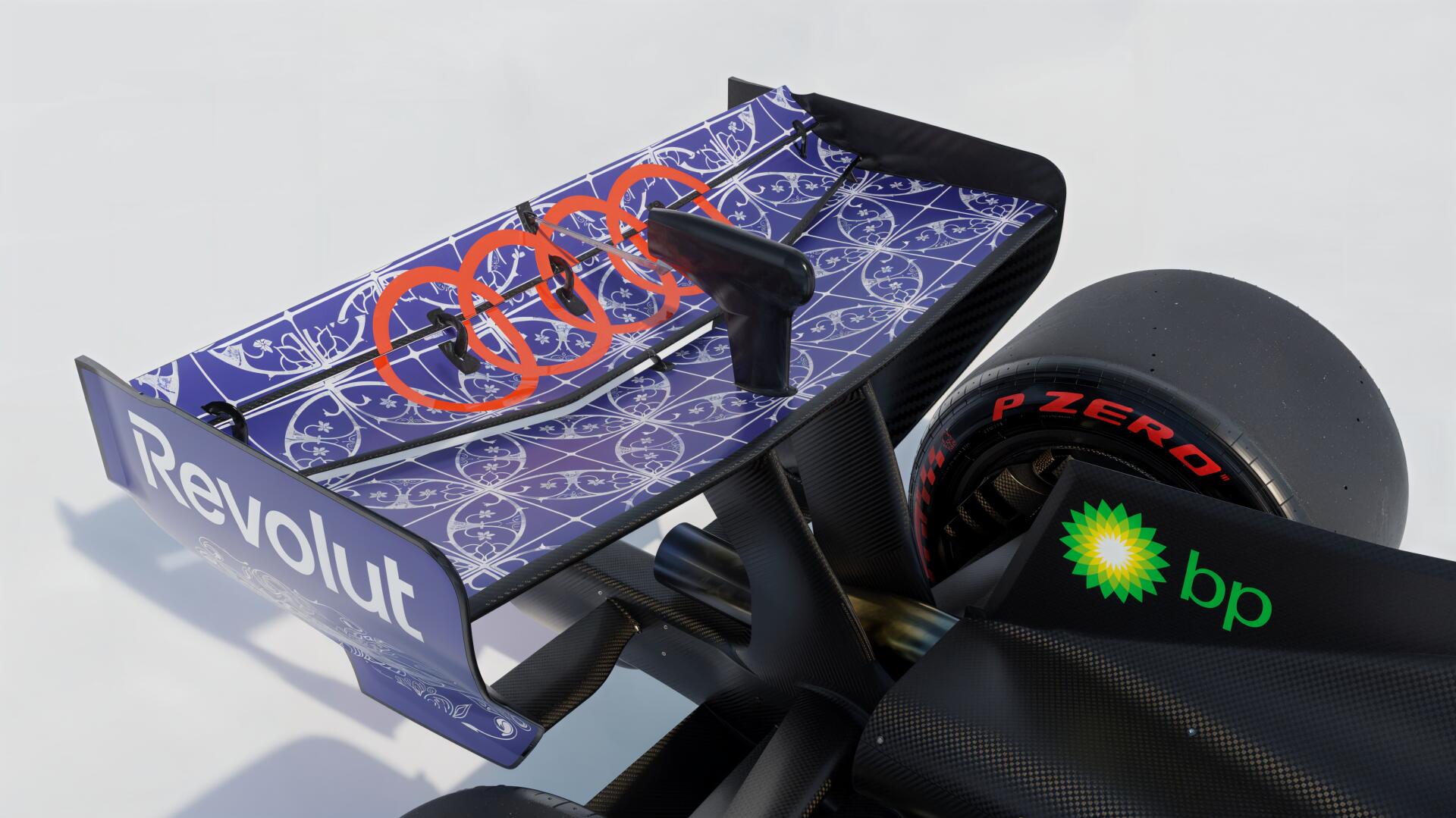 Audi R26 F1 race car close-up with Pirelli tire, featured in a 4K Ultra HD PC desktop wallpaper.