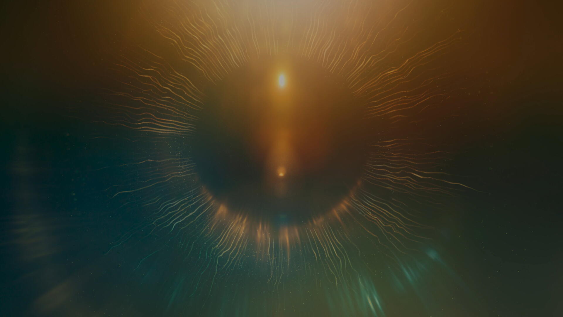 A glowing eye-like light emerges from dark desert tones in this Dune: Part Three 4K Ultra HD PC desktop wallpaper and background.