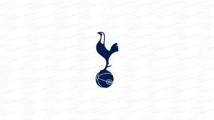 Tottenham Hotspur F.C. navy cockerel logo perched on a vintage football, centered on a subtle textured white backdrop — 2K Quad HD PC desktop wallpaper