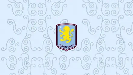 Aston Villa F.C. crest centered on a light blue swirled pattern, presented as a 2K Quad HD PC desktop wallpaper/background.