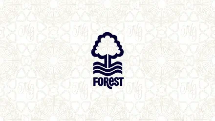 Nottingham Forest F.C. logo centered on a subtle pale patterned background — 2K Quad HD PC desktop wallpaper and background.