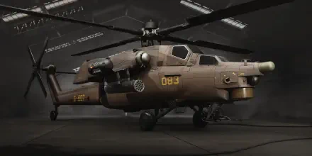 WARDOGS attack helicopter military aircraft in a dark hangar, featured in a 2K Quad HD PC desktop wallpaper.