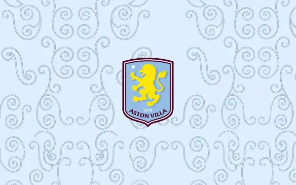 Aston Villa F.C. crest centered on a light blue swirled pattern, presented as a 2K Quad HD PC desktop wallpaper/background.