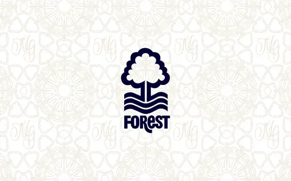Nottingham Forest F.C. logo centered on a subtle pale patterned background — 2K Quad HD PC desktop wallpaper and background.