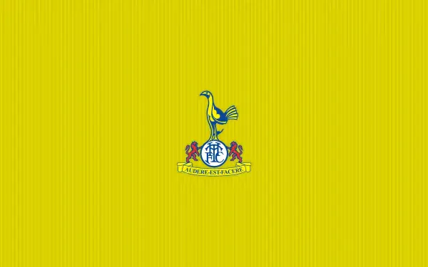 Tottenham Hotspur F.C. logo centered on a lime-yellow vertical-striped background — 2K Quad HD PC Desktop Wallpaper and Background.