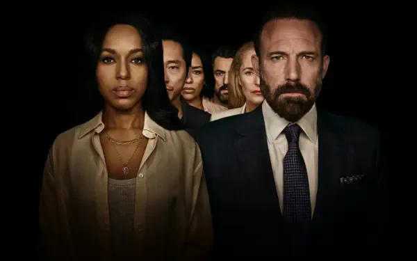Animals (2026) portrait of a bearded man and several women against a black background, 2K Quad HD PC desktop wallpaper.